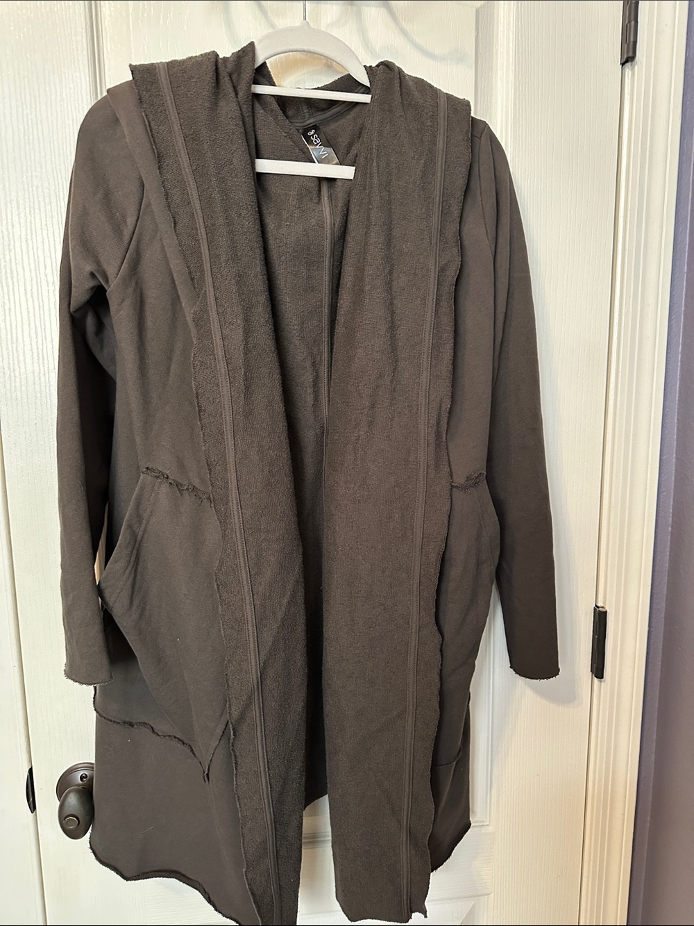 Women's Hooded Open-Front Utility Jacket in Brown